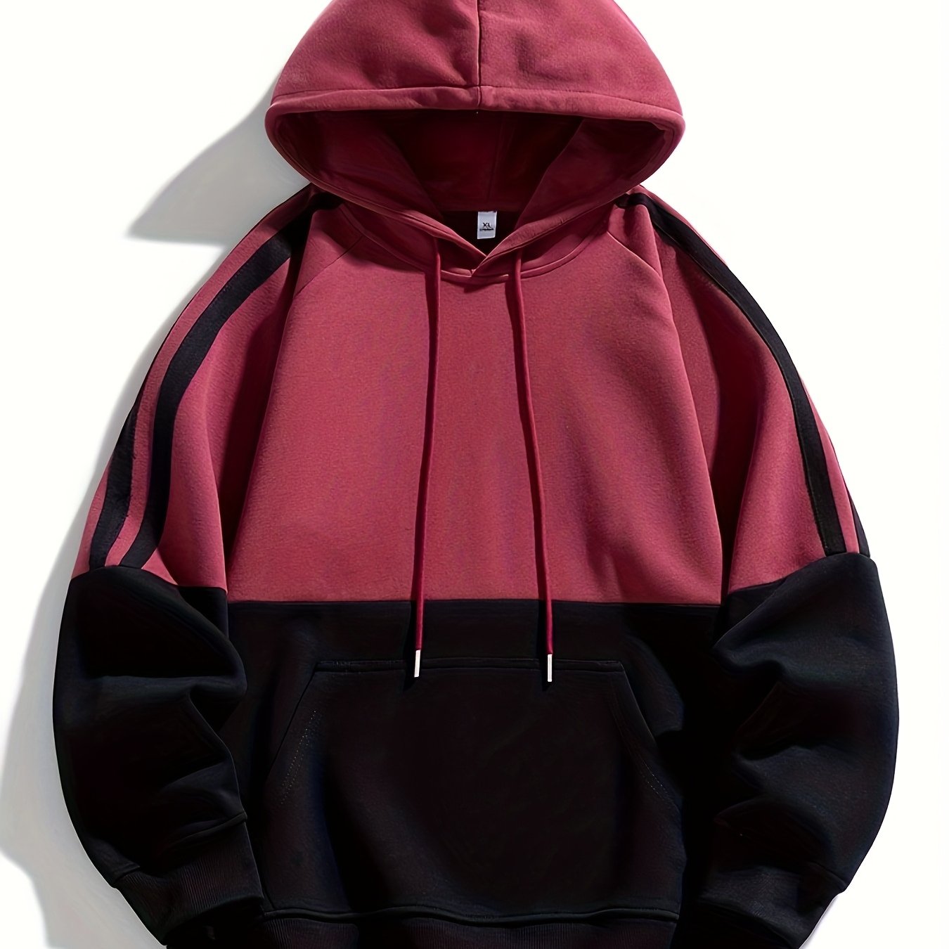 Men'S Casual Color Block Hoodie with Pockets - & Brown Two-Tone Design