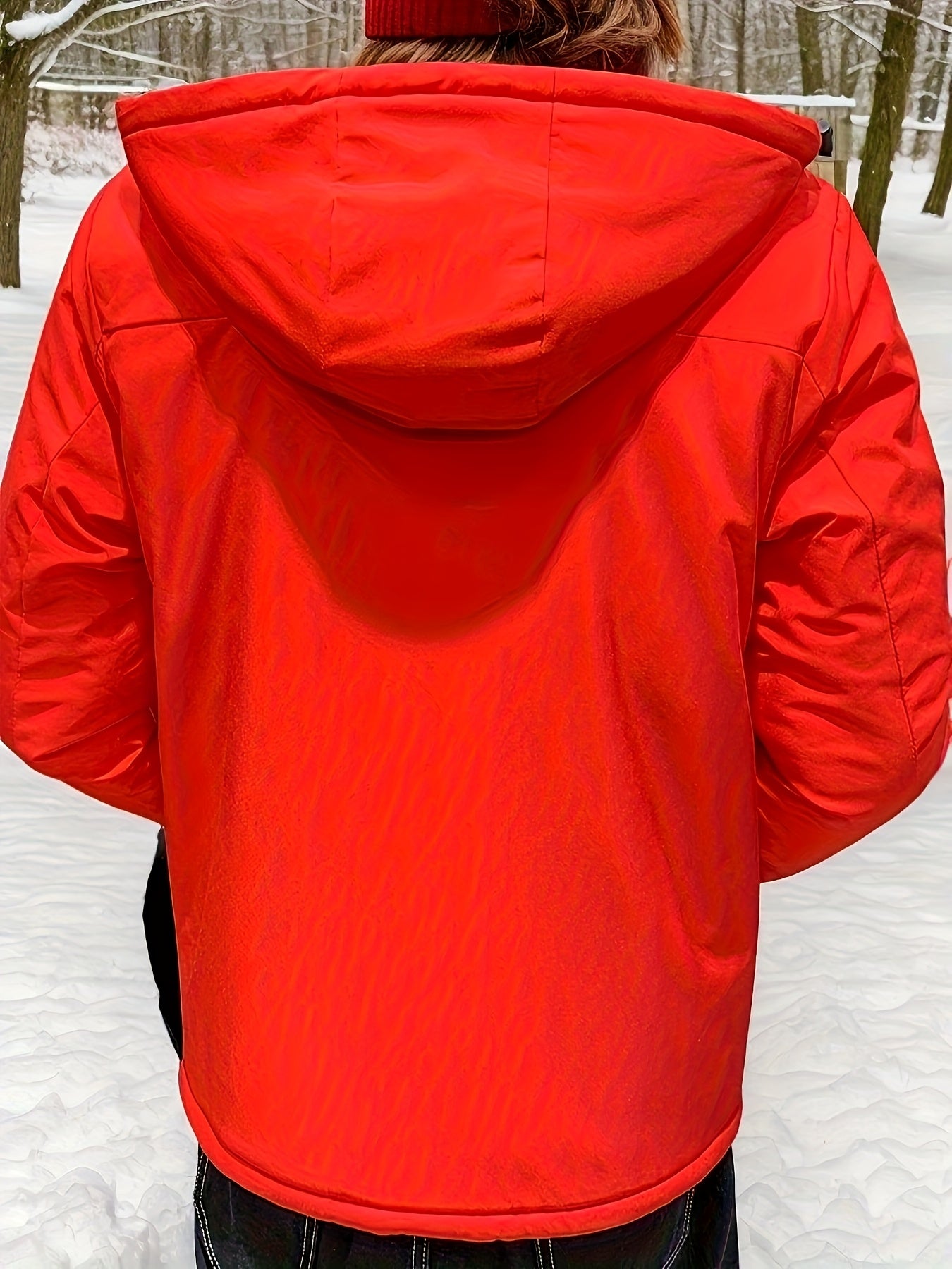 Warm Hooded Jacket Winter Warm Fleece-Lined Men's Hooded Jacket