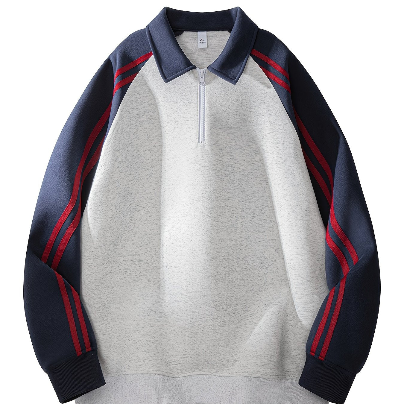 Men's & Women's Color-Block Striped Polo Shirt \u002F Loose Fit Zip-Up Hoodie with Contrast Collar