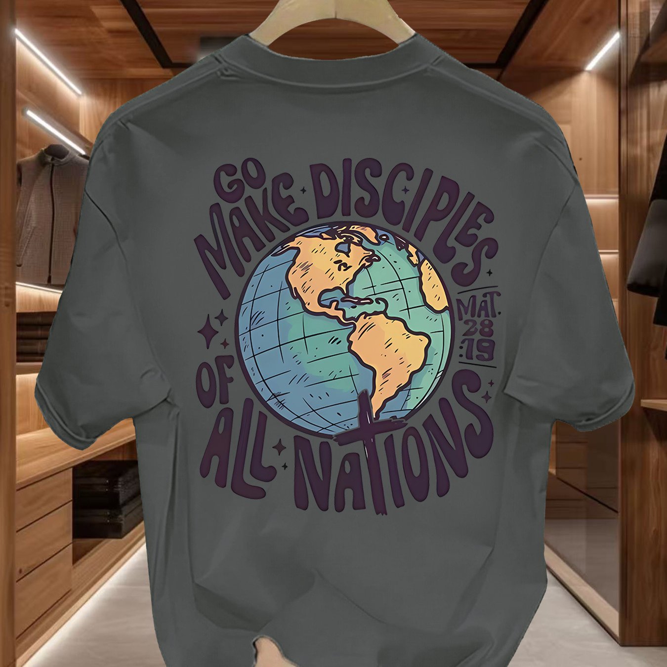 Men's Global Mission T-Shirt - Beige World Peace Tee with \