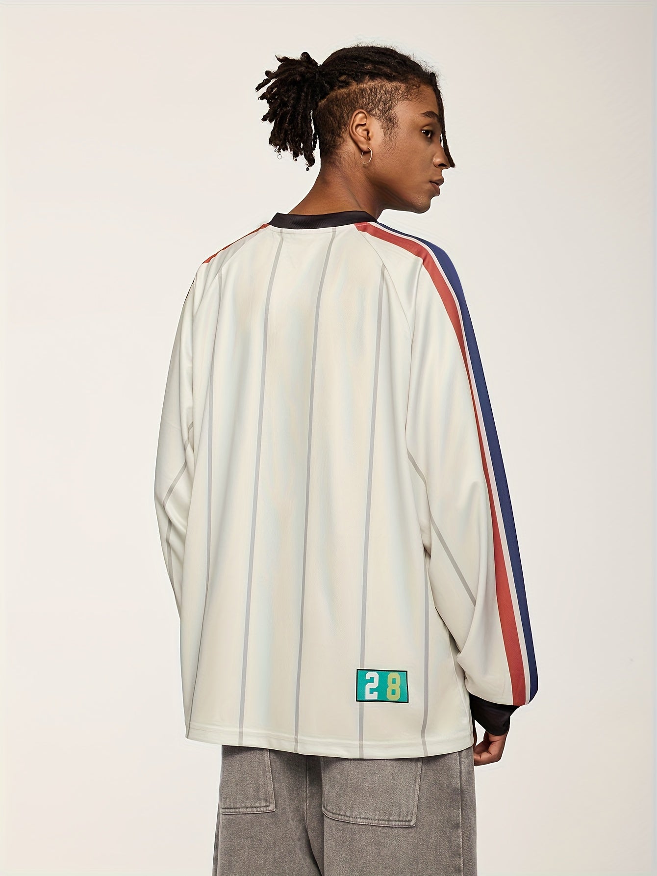 Men'S Vintage Baseball Graphic T-Shirt - Loose Fit Long Sleeve Tee with V-Neck