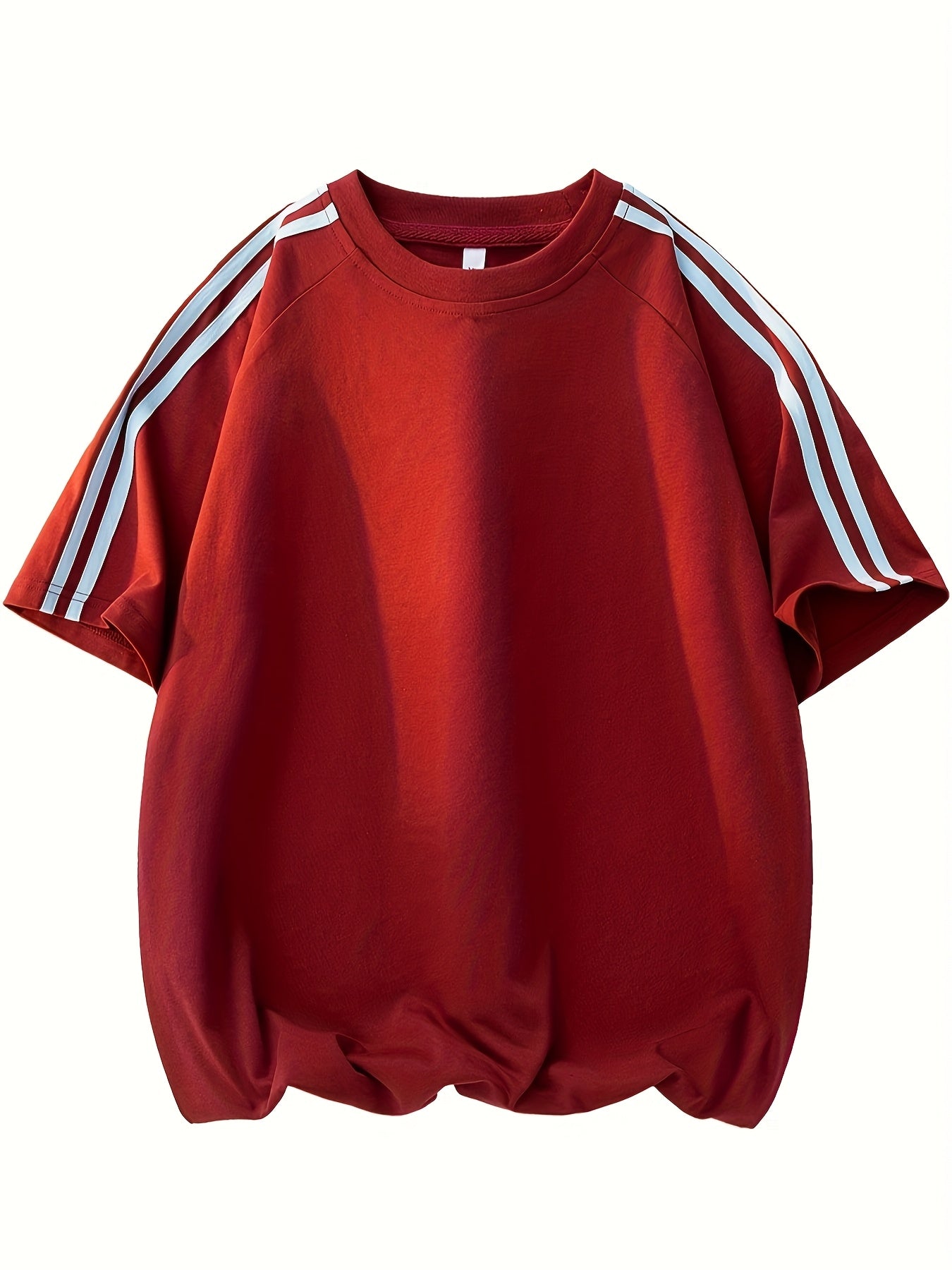 2pcs Men'S & Women'S Short Sleeve T-Shirts with Side Stripes - Comfortable Lightweight Polyester