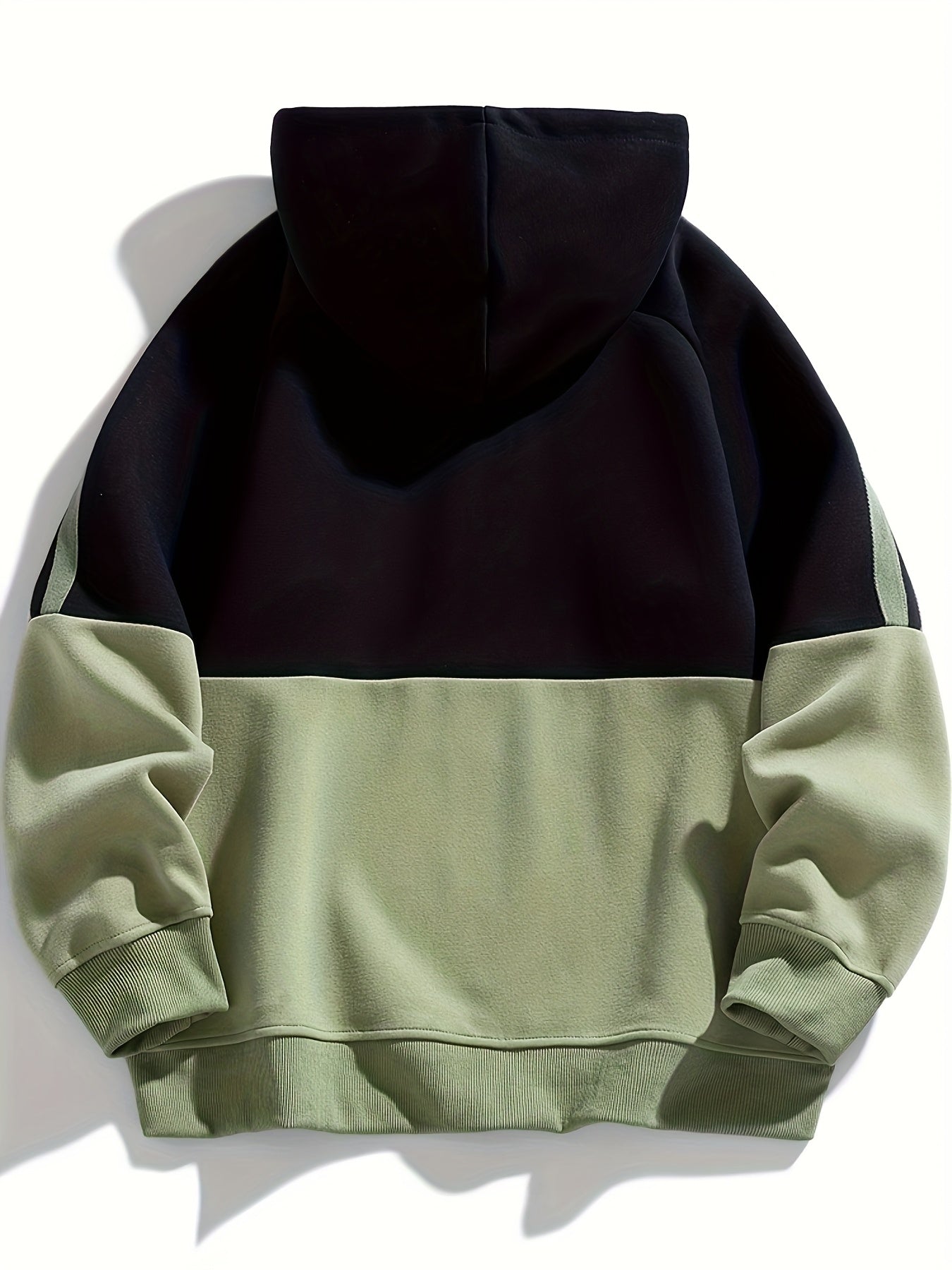Men'S Casual Color Block Hoodie with Pockets - & Brown Two-Tone Design