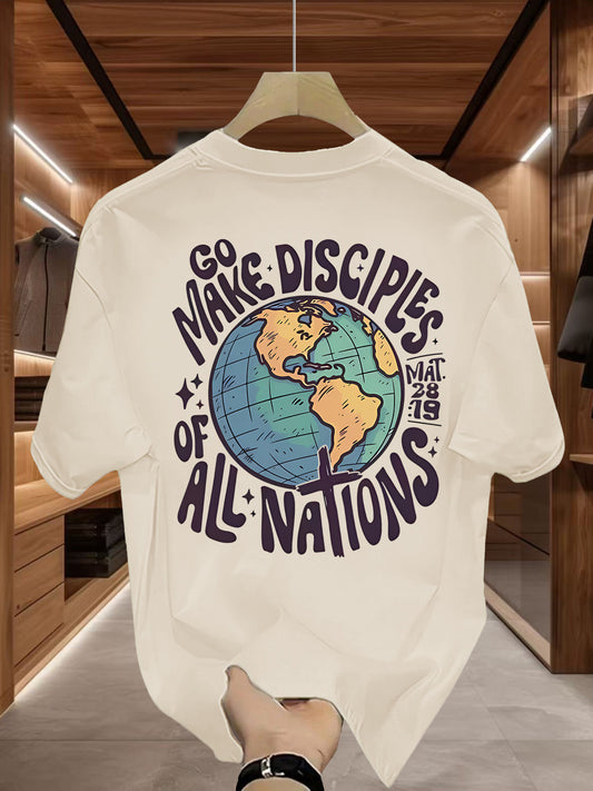 Men's Global Mission T-Shirt - Beige World Peace Tee with \