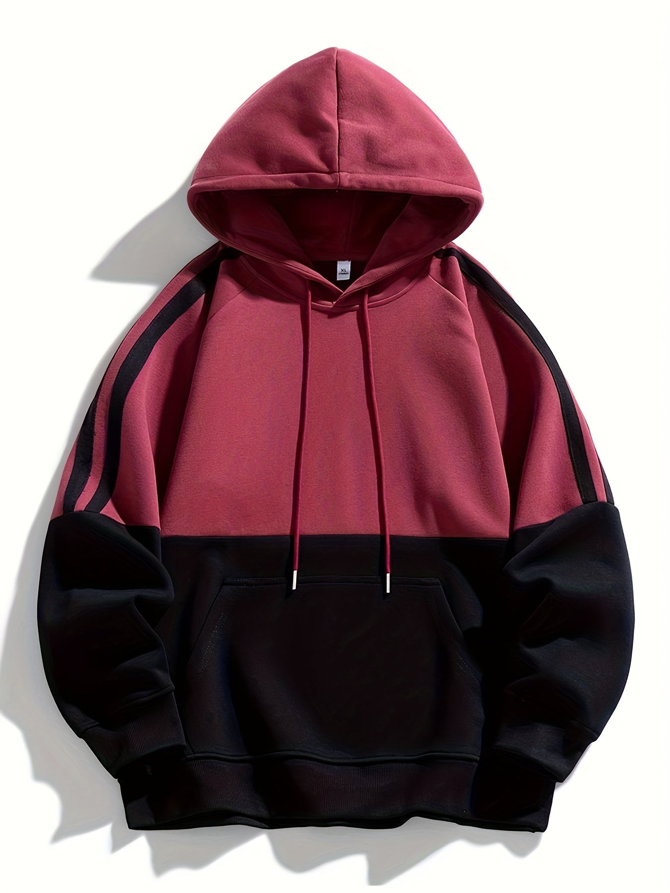 Men'S Casual Color Block Hoodie with Pockets - & Brown Two-Tone Design