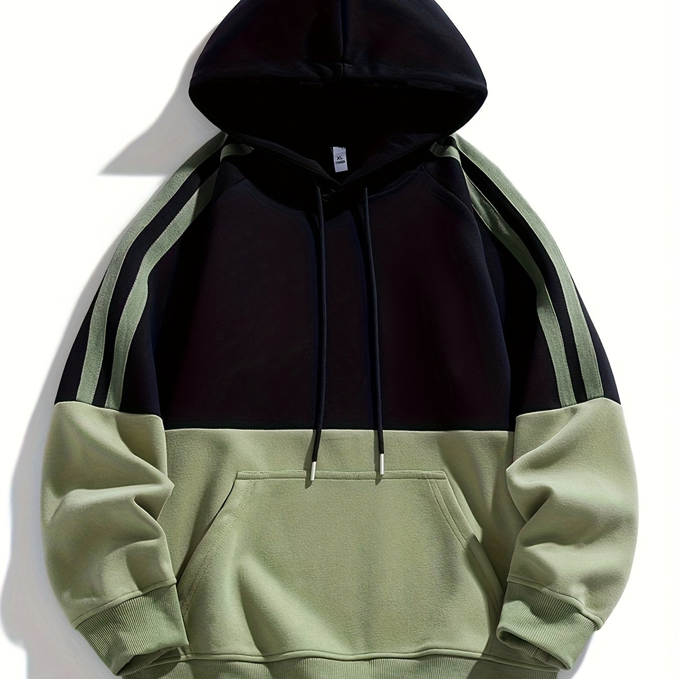 Men'S Casual Color Block Hoodie with Pockets - & Brown Two-Tone Design