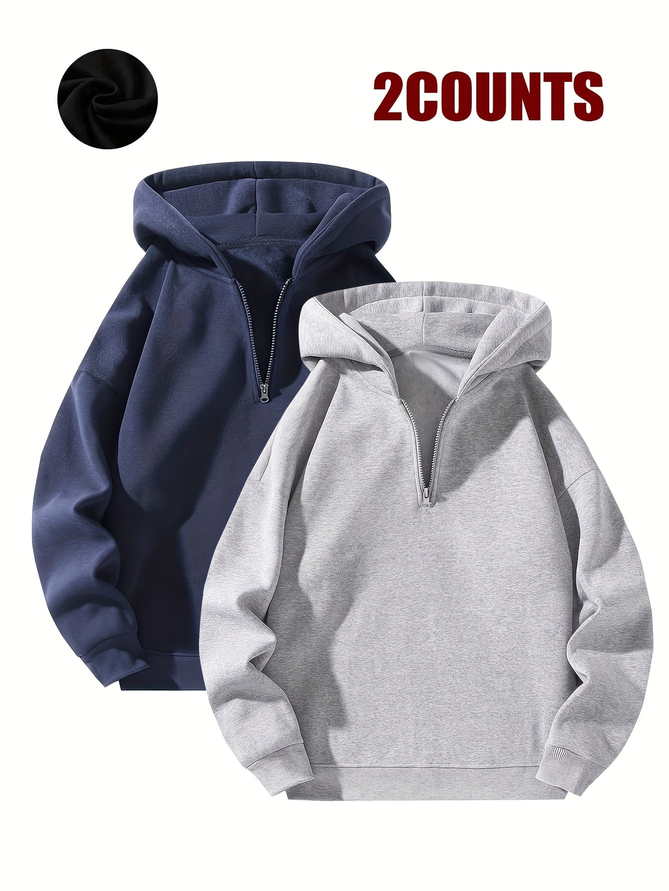 2pcs Couple's Hoodies 2pcs Cozy Couple's Matching Hooded Sweatshirts