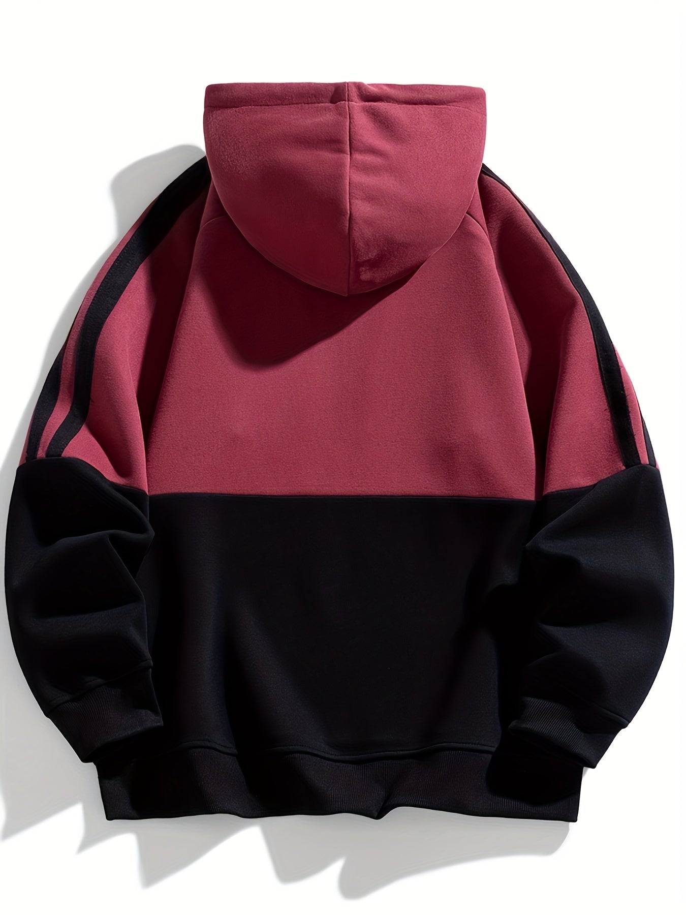 Men'S Casual Color Block Hoodie with Pockets - & Brown Two-Tone Design
