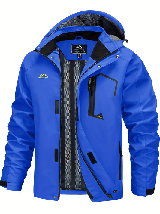 Men's Lightweight Windproof Jacket with Detachable Hood & Full-Zip Closure - Adjustable Cuffs