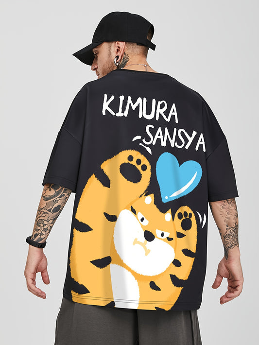 KIMURA SANSYA Couple'S Matching T-Shirts - Cute Heart & Tiger Graphic