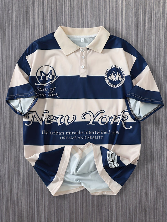 The 2025 New Blue And White Striped Short-Sleeve Polo Shirt Features a Stylish Collar Design