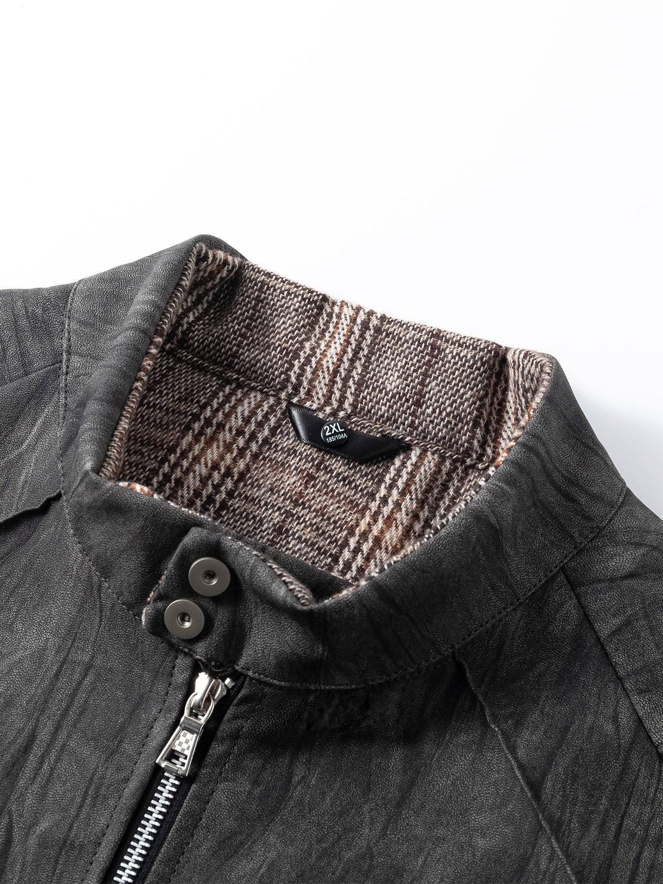 Men'S Vintage-Inspired Faux Leather Jacket - Loose Fit, Long Sleeve, Zip-Up with Chest Pockets