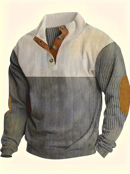 3pcs Retro Color Block Fashion Hoodie - Men'S Casual V-neck Men'S Clothing With Hoodie Top, Fashionable Outfit