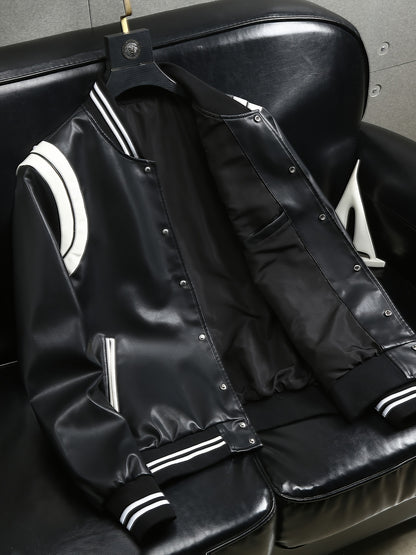 Street Style Varsity Jacket Street Style Men's Black & White Varsity Jacket