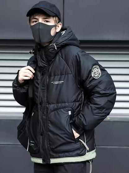 Winter Hooded Jacket Men's Hooded Jacket Winter Thickened Short Workwear Coat Warm Men's Clothing