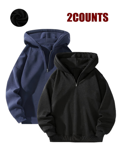 2pcs Couple's Hoodies 2pcs Cozy Couple's Matching Hooded Sweatshirts