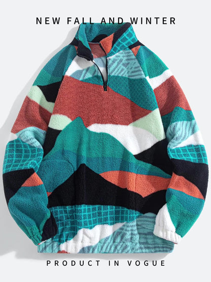 Men's Turquoise BlueHand Washable Winter Clothing with Stand Collar & Contrast Color Block Design