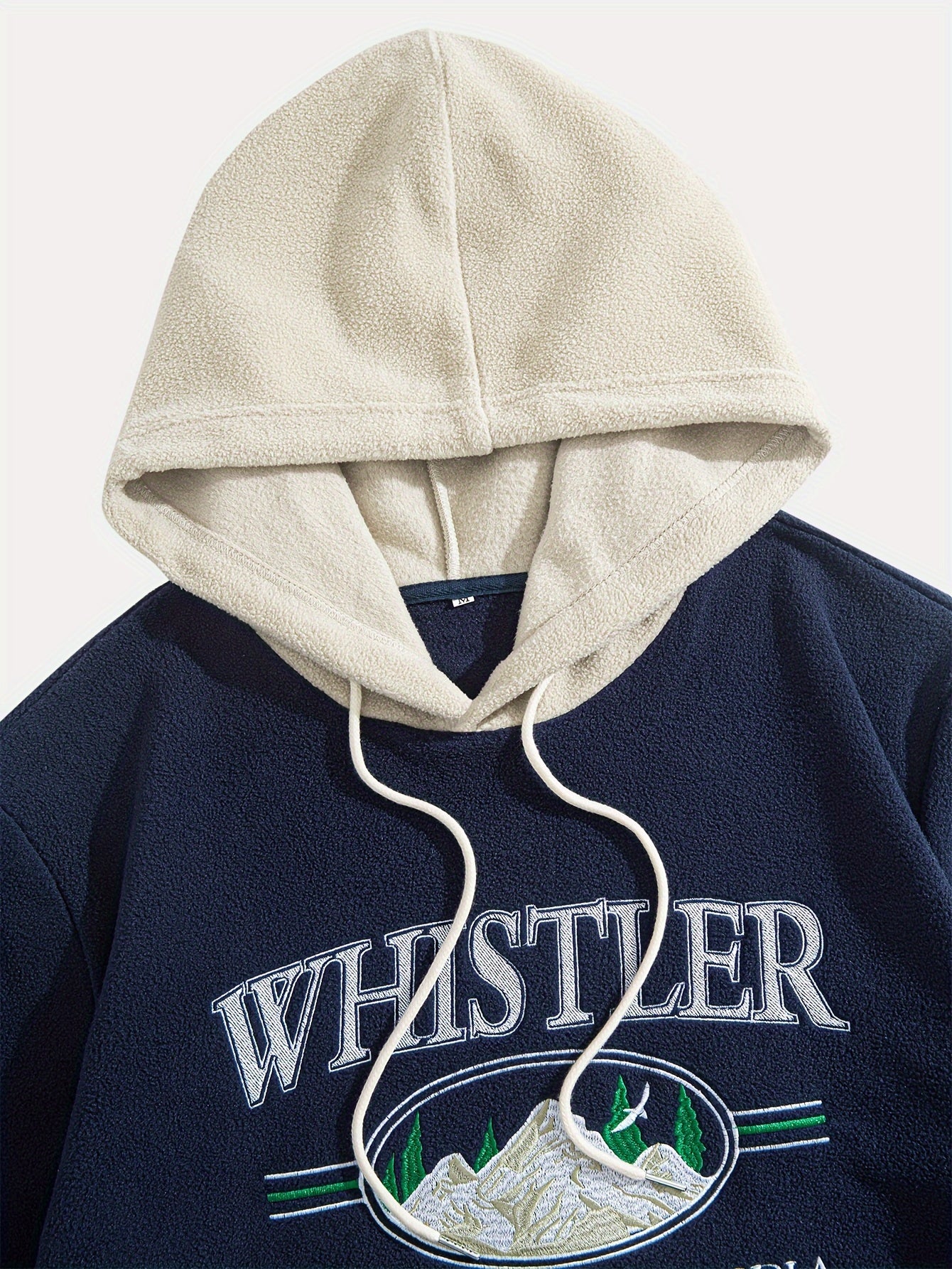 1pc Whistler British Columbia Embroidered Preppy Hoodie for Men - Thick Fleece