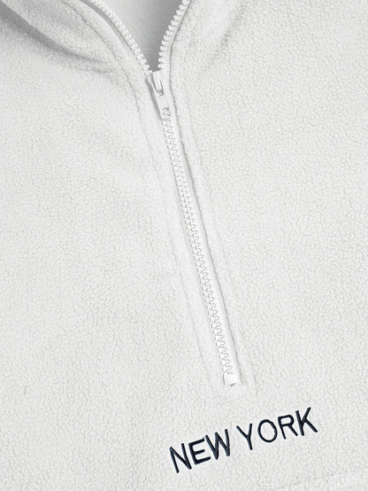 Men's Fluffy Fleece Hooded Sweatshirt with New York City Lettering & Blue