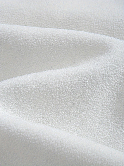 Preppy Style Embroidered Fleece Sweatshirt - Color Block Knit Fabric, Long Sleeve, Collared Neck