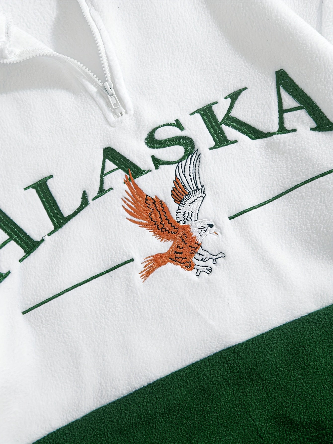 1pc Men's Alaska Lettering & Eagle Graphic Zip-Up Hoodie - Full-Zip Closure