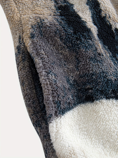 Men'S Plush Fleece-Lined Half-Zip Pullover Sweatshirt with Mountain Landscape Print - Soft Breathable Fabric