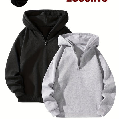2pcs Couple's Hoodies 2pcs Cozy Couple's Matching Hooded Sweatshirts