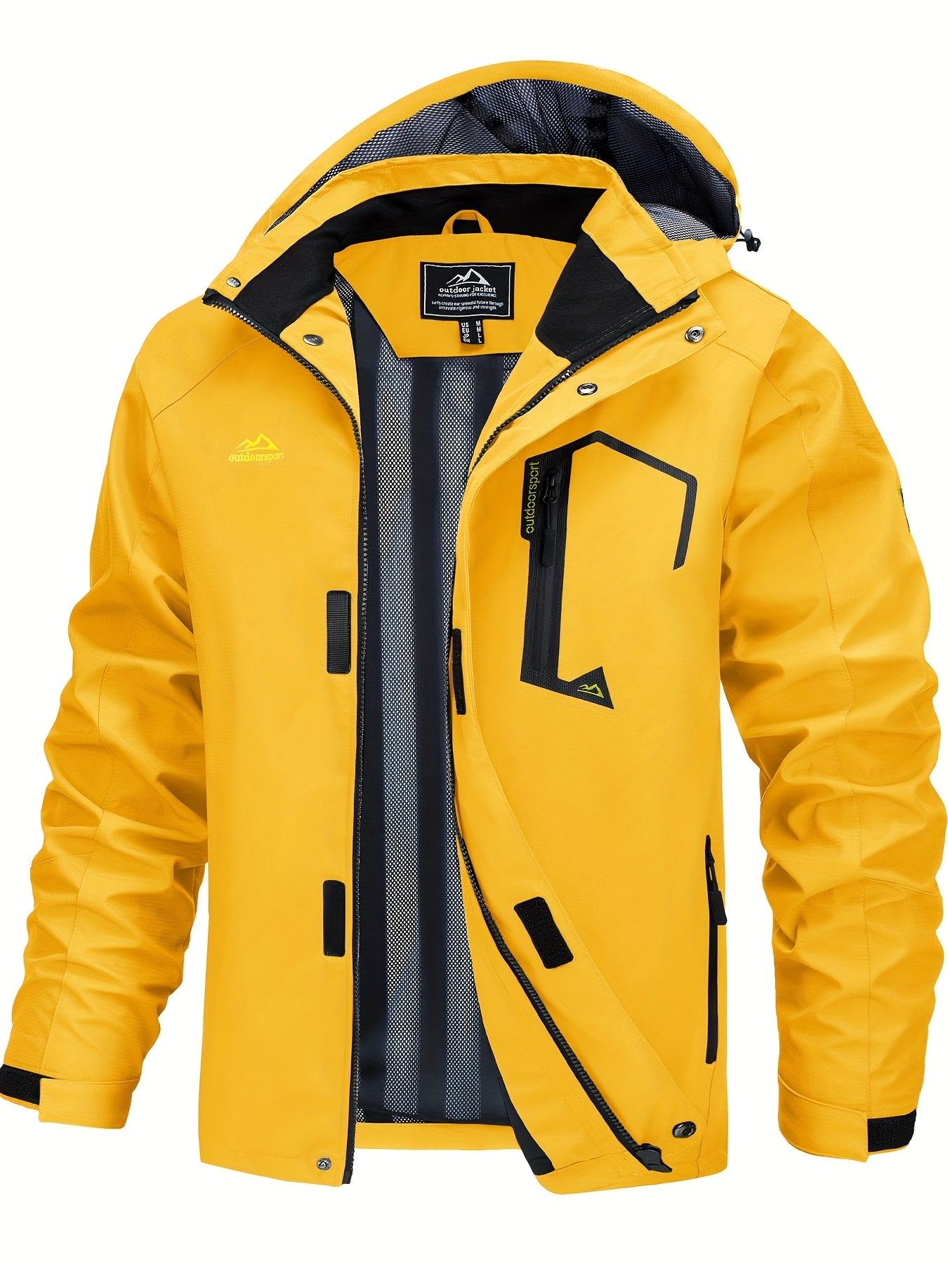 Men's Lightweight Windproof Jacket with Detachable Hood & Full-Zip Closure - Adjustable Cuffs