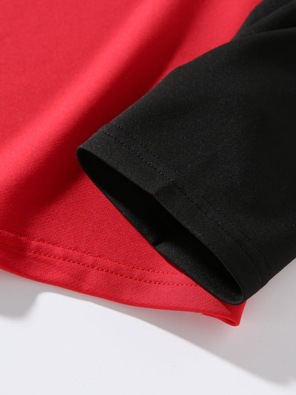 Geometric T-Shirt Polyester Men's Casual Long Sleeve T-Shirt | Geometric Print, Loose Fit, Round Neck, Machine Washable