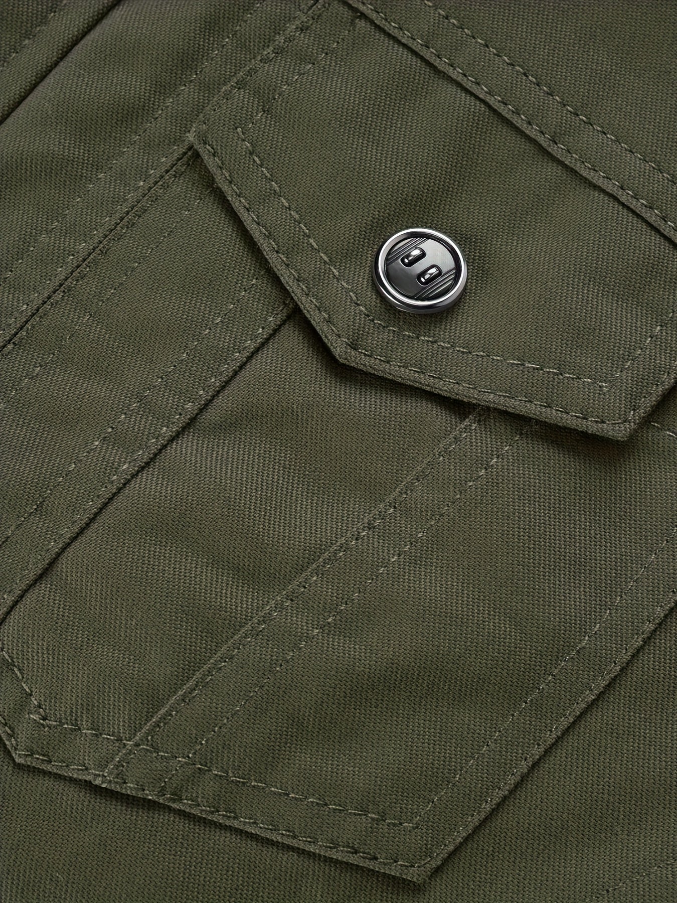 Men'S Windproof Cargo Jacket with Zipper Pockets - Olive Green, Casual Style