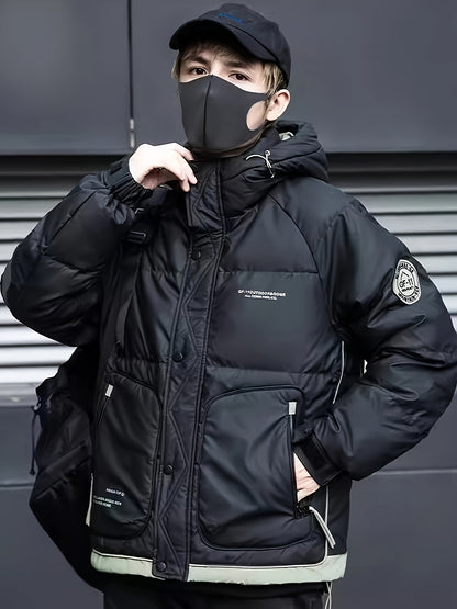Winter Hooded Jacket Men's Hooded Jacket Winter Thickened Short Workwear Coat Warm Men's Clothing