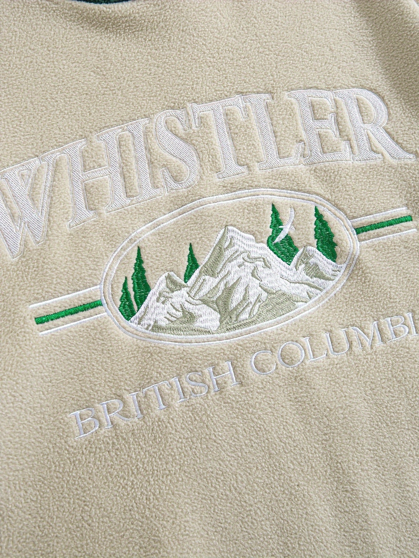 1pc Whistler British Columbia Embroidered Preppy Hoodie for Men - Thick Fleece
