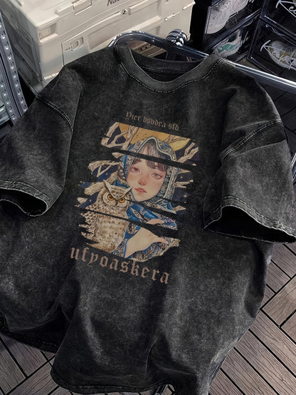 Vintage T-Shirt Retro Classic Vintage Black Washed Short-Sleeve T-Shirt | Essential for Summer