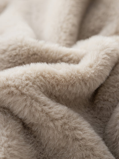 Men's Fleece Jacket with Full-Zip Closure & Fur Collar - Winter Warm Brown Coat