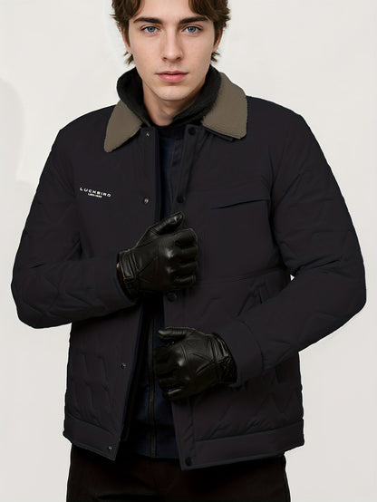 Winter Short-Length Winter Coat - Thickened Jacket with Full-Zip Closure