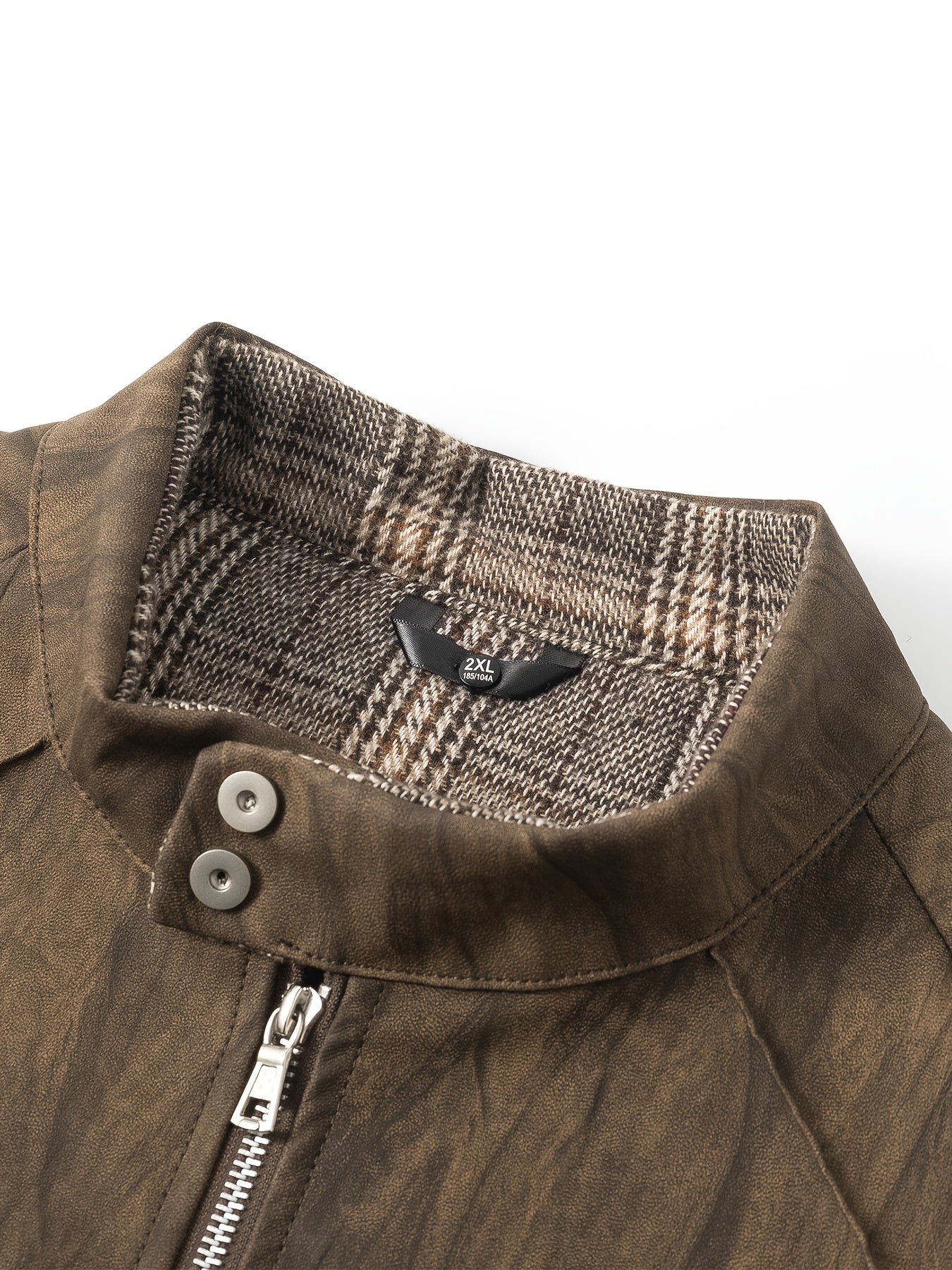 Men'S Vintage-Inspired Faux Leather Jacket - Loose Fit, Long Sleeve, Zip-Up with Chest Pockets