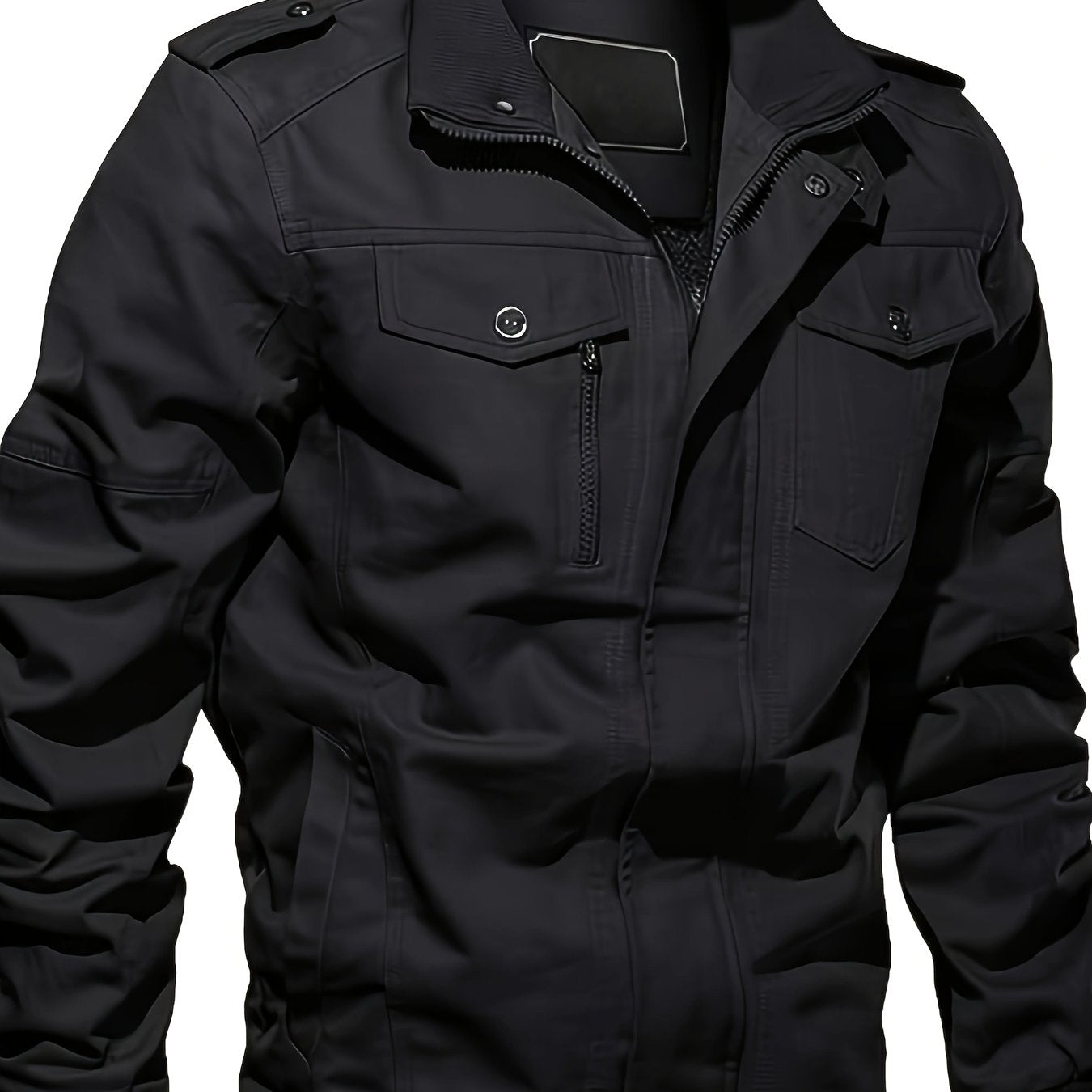 Men'S Windproof Cargo Jacket with Zipper Pockets - Olive Green, Casual Style