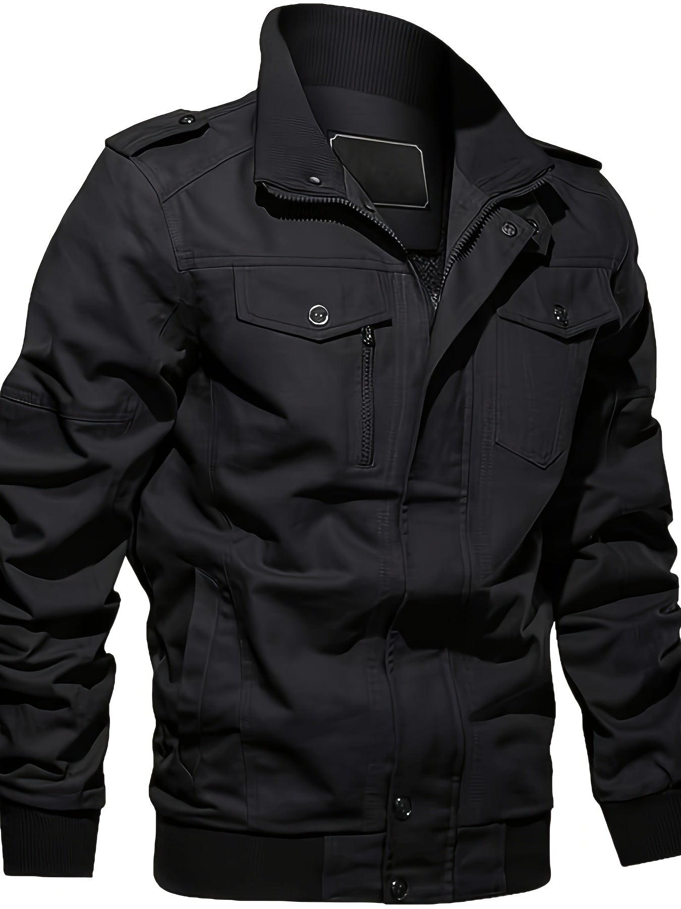 Men'S Windproof Cargo Jacket with Zipper Pockets - Olive Green, Casual Style