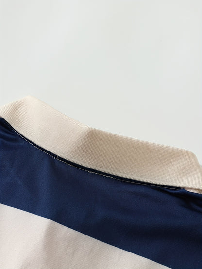 The 2025 New Blue And White Striped Short-Sleeve Polo Shirt Features a Stylish Collar Design