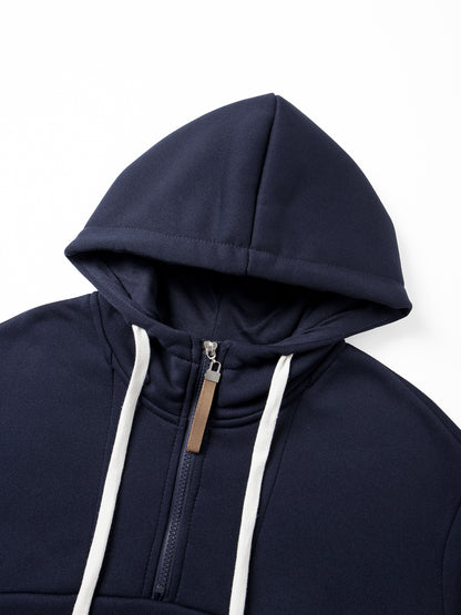 4pcs Men's Casual Patchwork Hooded Pullover Sweatshirt