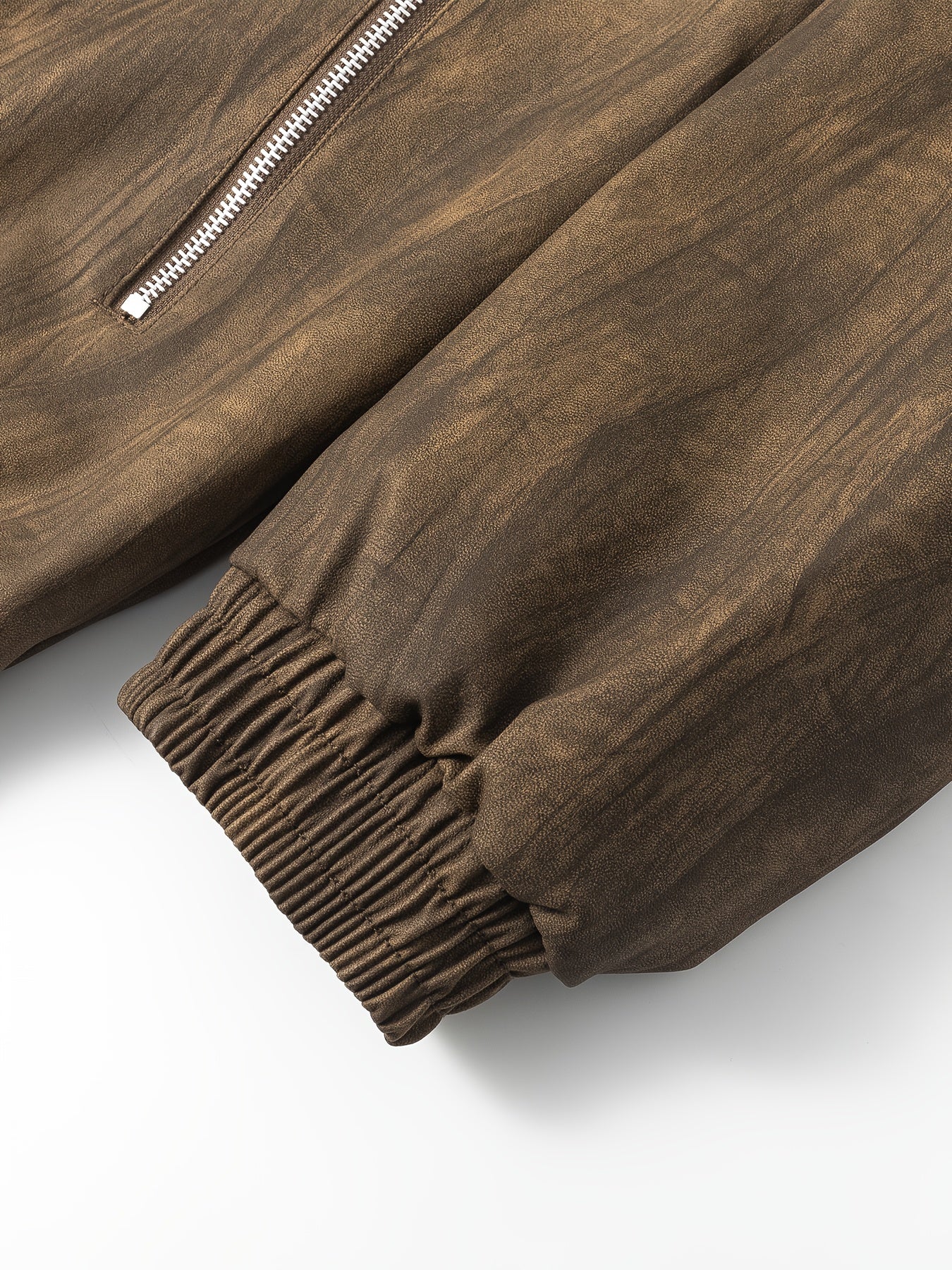 Men'S Vintage-Inspired Faux Leather Jacket - Loose Fit, Long Sleeve, Zip-Up with Chest Pockets