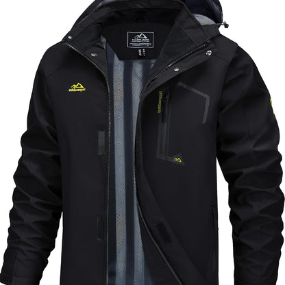 Men's Lightweight Windproof Jacket with Detachable Hood & Full-Zip Closure - Adjustable Cuffs