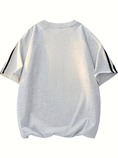 2pcs Men'S & Women'S Short Sleeve T-Shirts with Side Stripes - Comfortable Lightweight Polyester