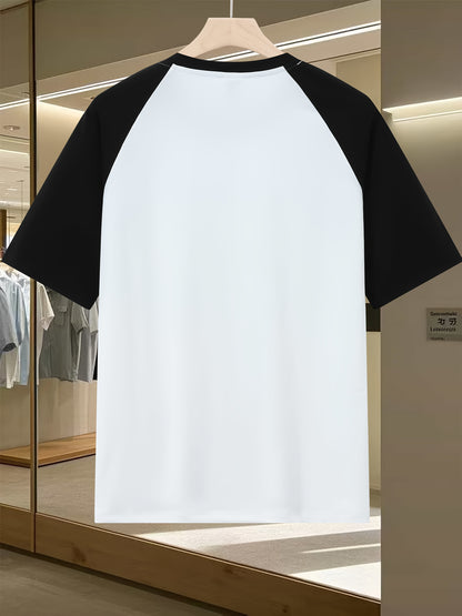 Men'S Casual Crew Neck T-Shirt with Star Graphic, Short Sleeve, Regular Fit, Slight Stretch Fabric, Summer Fashion Tee