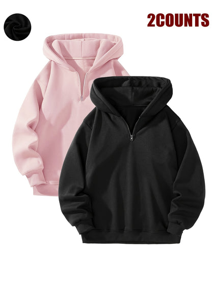 2pcs Couple's Hoodies 2pcs Cozy Couple's Matching Hooded Sweatshirts