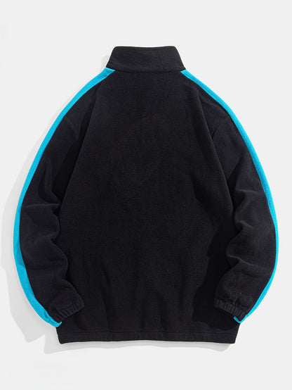 Cozy Sweatshirt Cozy Thickened Men's Niagara Falls Embroidered Fleece Zip-Up Sweatshirt