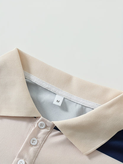 The 2025 New Blue And White Striped Short-Sleeve Polo Shirt Features a Stylish Collar Design