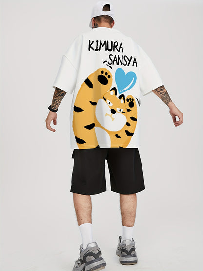 KIMURA SANSYA Couple'S Matching T-Shirts - Cute Heart & Tiger Graphic