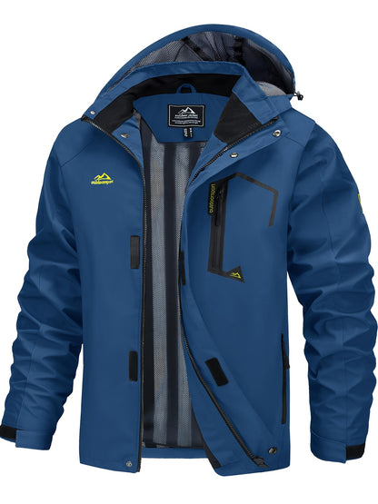 Men's Lightweight Windproof Jacket with Detachable Hood & Full-Zip Closure - Adjustable Cuffs
