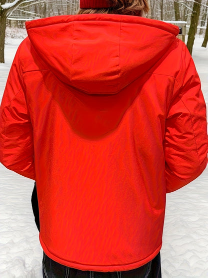 Warm Hooded Jacket Winter Warm Fleece-Lined Men's Hooded Jacket